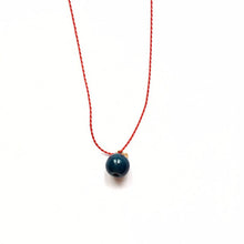 Įkelti vaizdą į galerijos peržiūros priemonę, Ceramic dark blue &quot;Apple&quot; pendant on a red string