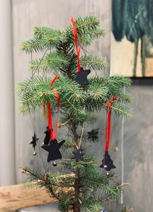 Black porcelain Christmas tree decorations