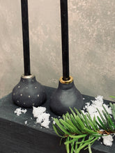 Įkelti vaizdą į galerijos peržiūros priemonę, BLACK FIG black porcelain candle holders set of three