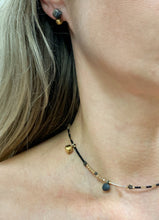 Įkelti vaizdą į galerijos peržiūros priemonę, Necklace - bracelet with black porcelain pendants &quot;GOLDEN CIRCLE&quot;