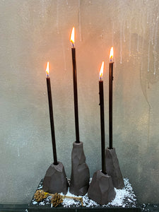 Dark ceramic candle holders THE ROCKS set of 4
