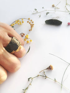 Porcelain ring, Black ring, black porcelain ring, gold plated ring, unisex ring, urban style jewelry