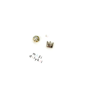 Mini ceramic earrings with s platinum crown 2