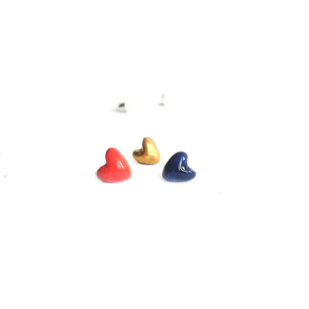 Three heart ceramic earrings
