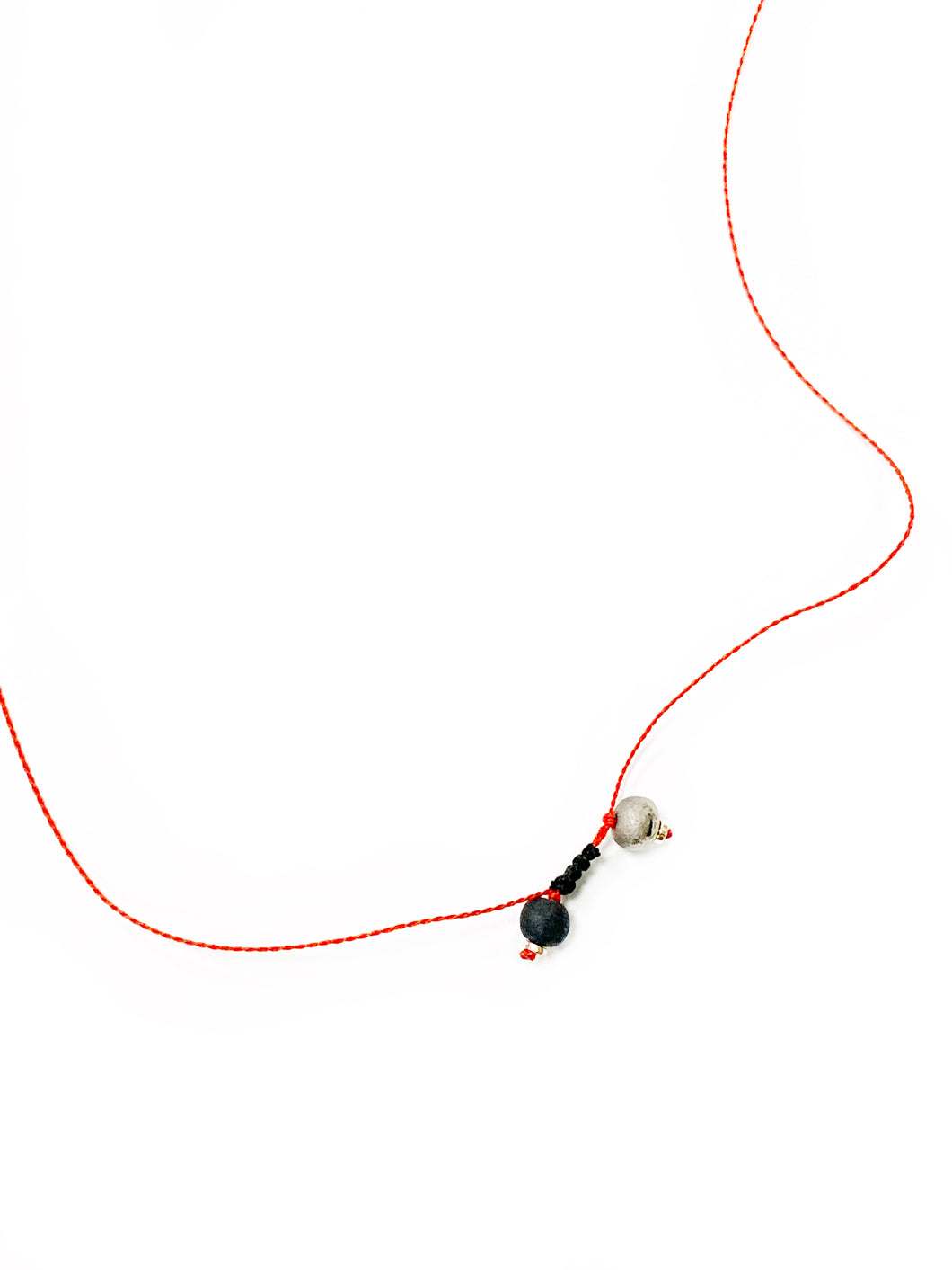 Black porcelain minimal style necklace GEMINI red and platinum