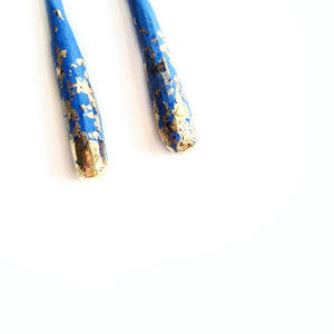 Magic wands blue porcelain earrings