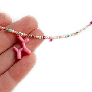 Colorful PINK DOG BALLOON necklace