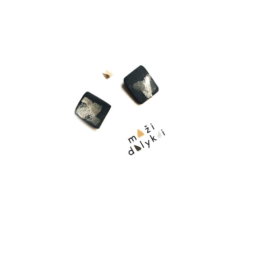 Black porcelain square earrings