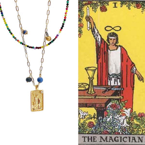 THE MAGICIAN tarot necklace with porcelain