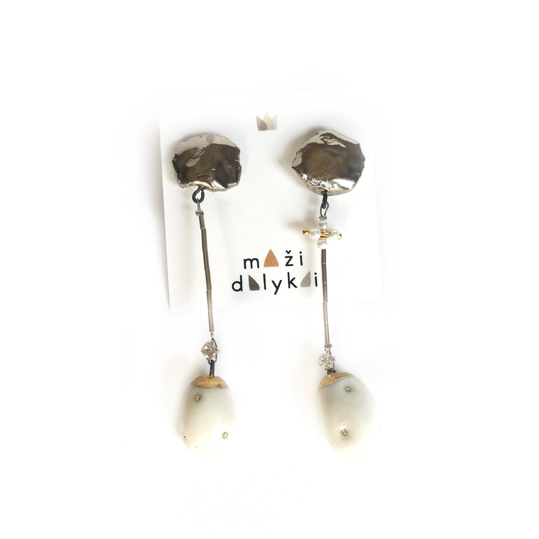 White porcelain earrings COCOONS