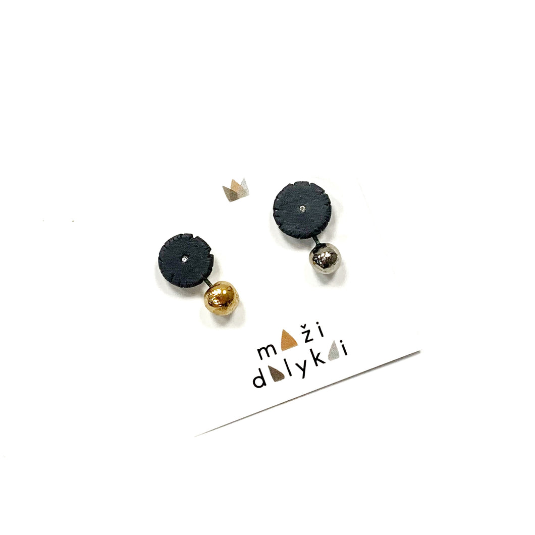 Black porcelain mismatched earrings ORBITS