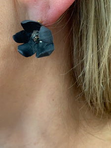 Black porcelain flower earrings APPLE BLOSSOMS