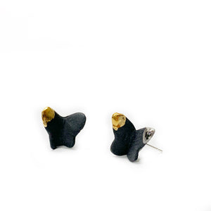 Black porcelain stud earrings BUTTERFLIES
