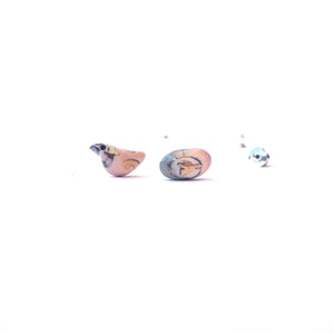 Ceramic mismatched earrings “Pink bird and its beautiful egg”