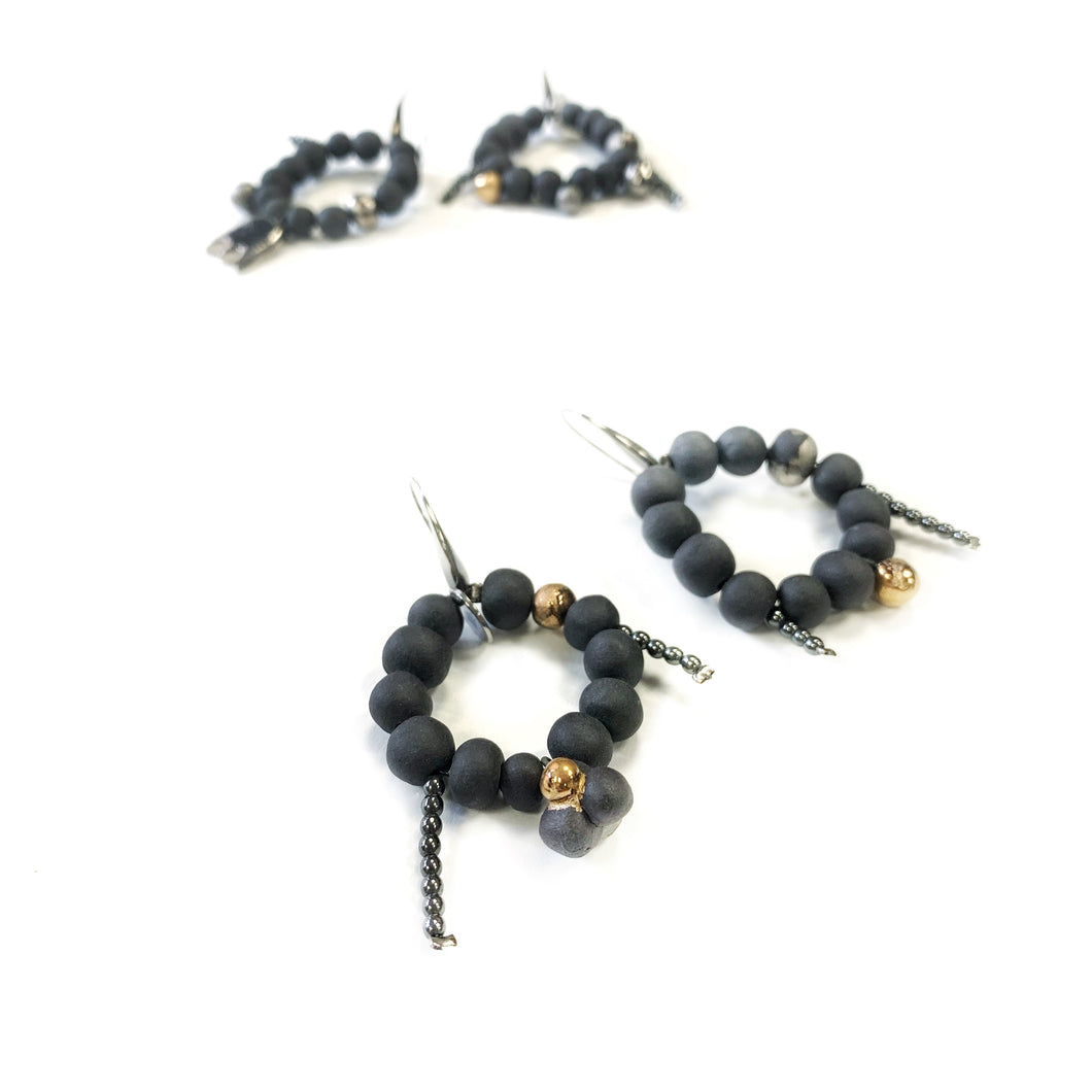 Black porcelain beaded earrings 