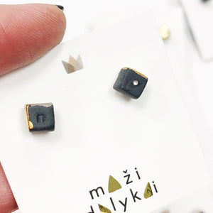 Black porcelain cube earrings WHAT IS YOUR NAME? n