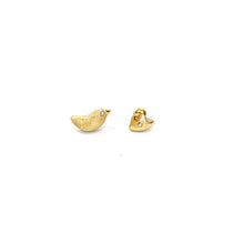 Įkelti vaizdą į galerijos peržiūros priemonę, Black porcelain stud earrings GOLDEN BIRD AND ITS LOVE