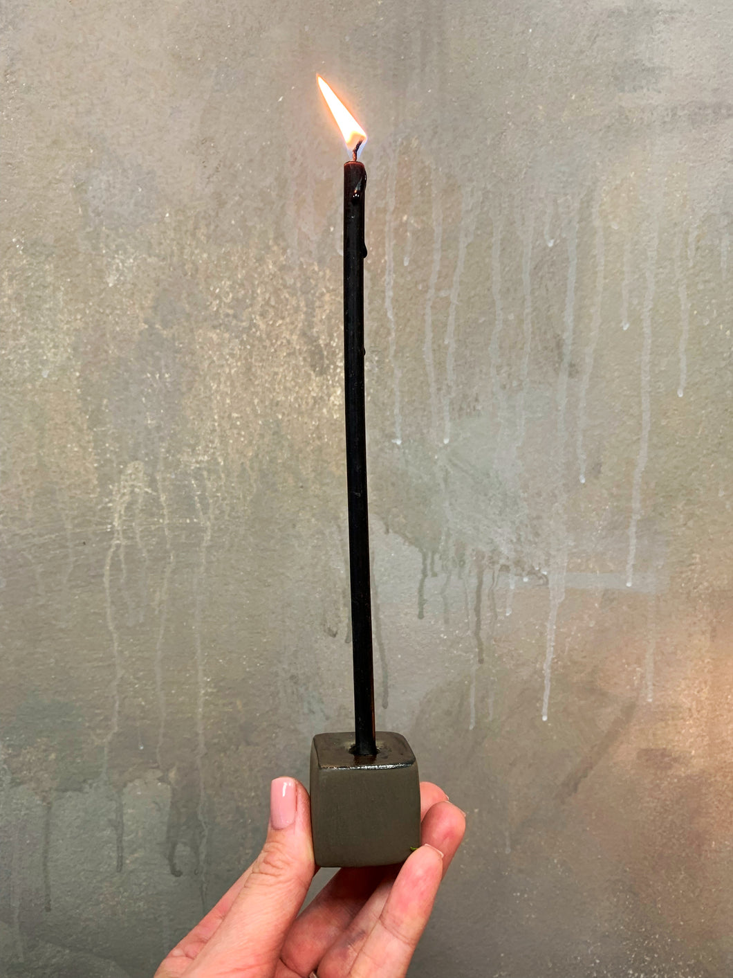 Ceramic candle holder CUBE for thin candles