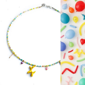 Colorful yellow BALLOON DOG necklace
