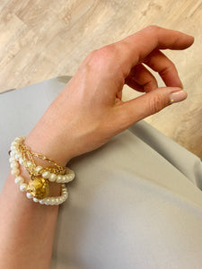 Precious and beautiful necklace - bracelet GOLDEN COCOON AND ITS PEARLS