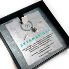 Įkelti vaizdą į galerijos peržiūros priemonę, Beaded aquamarine ring with a black porcelain pendant KONSTANTINAS