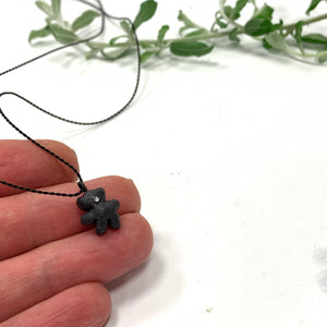 Black porcelain bear pendant WILL YOU PLAY WITH ME?