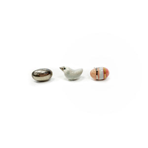 Mini ceramic earrings THREE FRIENDS IN THE FOG