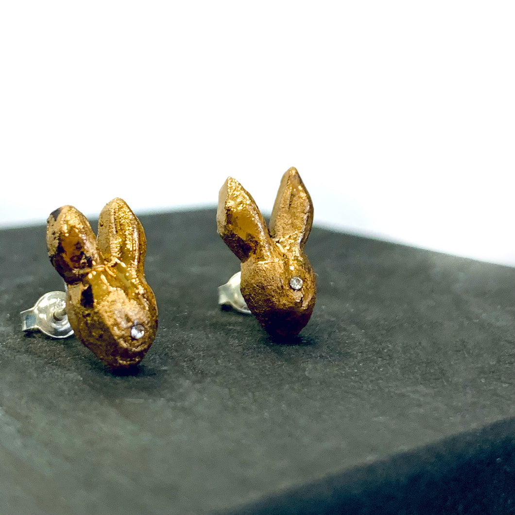 Black porcelain rabbit earrings 
