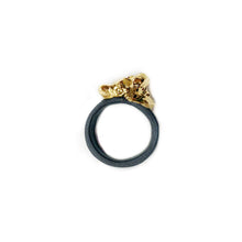 Įkelti vaizdą į galerijos peržiūros priemonę, Black porcelain ring, gold plated GOLDEN ROCKS