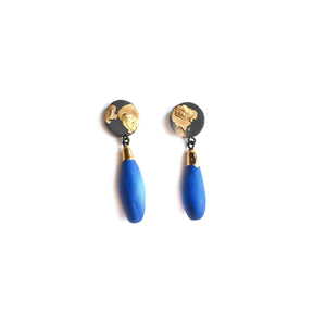 Blue and black porcelain “DROPS” earrings