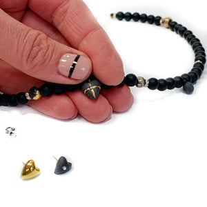 Necklace with a small black porcelain heart