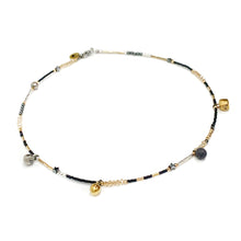 Įkelti vaizdą į galerijos peržiūros priemonę, Necklace - bracelet with black porcelain pendants &quot;GOLDEN CIRCLE&quot;