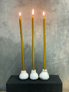 White mate ceramic candle holders SNOW FIG set of three
