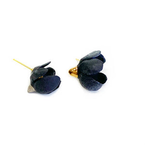 Black porcelain flower earrings APPLE BLOSSOMS