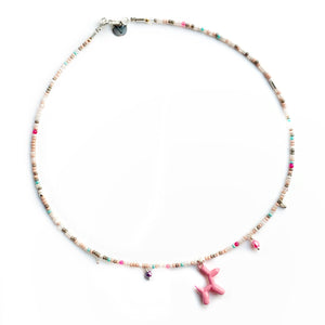 Colorful PINK DOG BALLOON necklace
