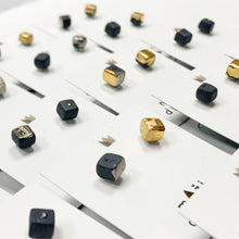 Įkelti vaizdą į galerijos peržiūros priemonę, Black porcelain cubes earrings WHAT IS YOUR NAME? g
