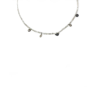 Raw diamonds and black porcelain necklace DECEMBER MOOD