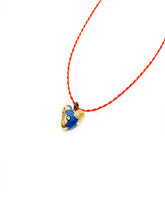 Įkelti vaizdą į galerijos peržiūros priemonę, Blue porcelain mini heart pendant BLUE GOLDEN LOVER