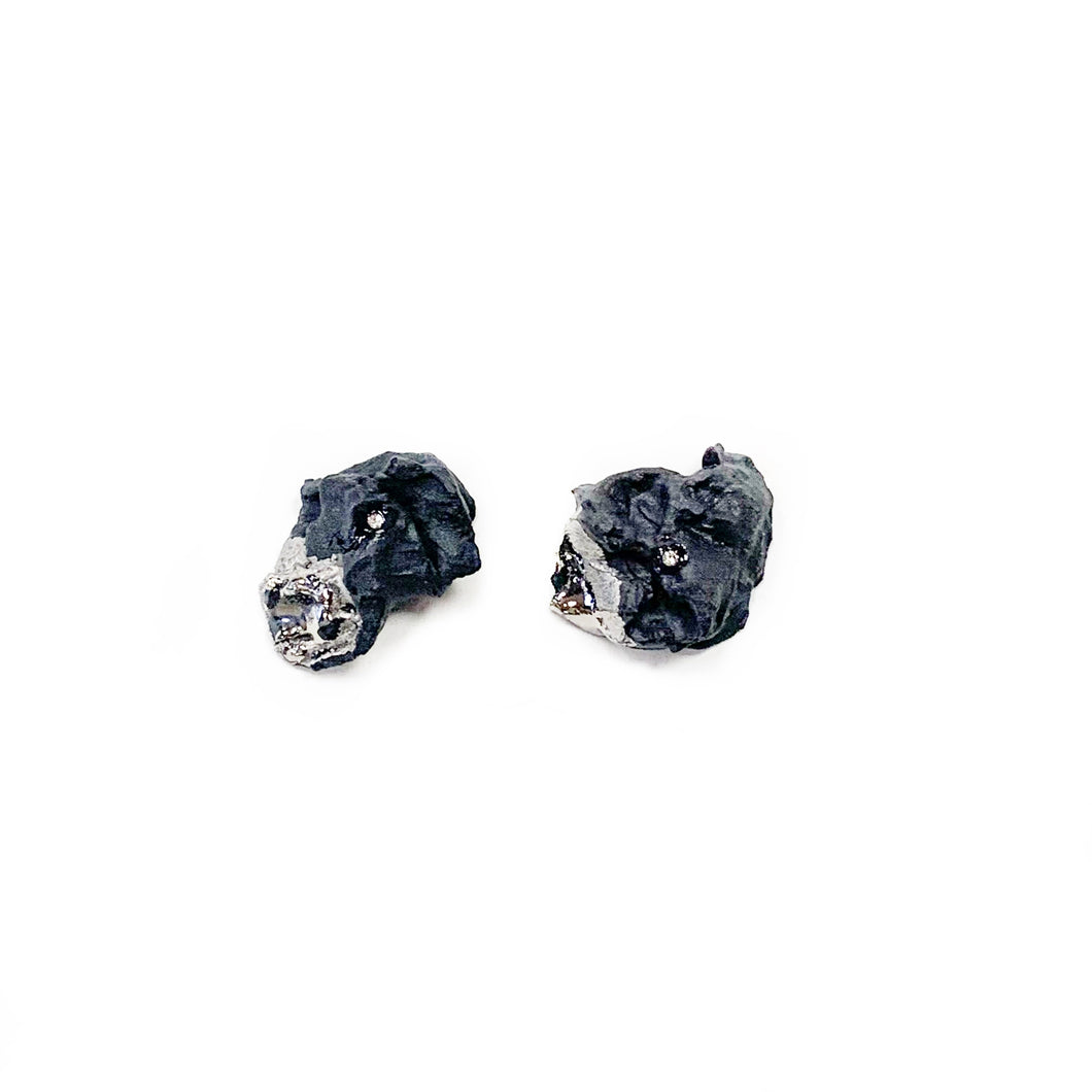 Black porcelain stud earrings BLACK DIAMONDS 2