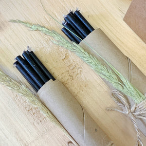 Beeswax black candles, 10 in a bundle