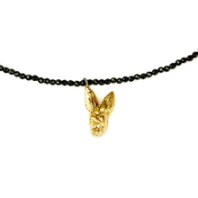 Įkelti vaizdą į galerijos peržiūros priemonę, &quot;Play with golden rabbit&quot; black porcelain necklace