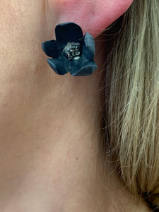 Black porcelain flower earrings APPLE BLOSSOMS