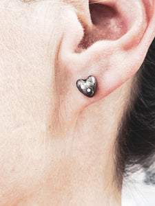 Black porcelain stud earrings MOON LOVE