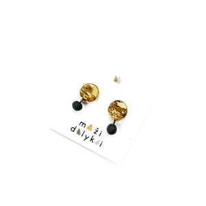 Black porcelain earrings GOLDEN WATERS