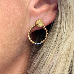 Black porcelain earrings LEONARDO GAMES WITH PEARLS