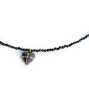 Mini black heart necklace HOLY THREE