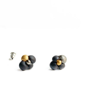 Black porcelain stud earrings "Zigota"