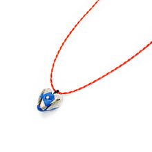 Įkelti vaizdą į galerijos peržiūros priemonę, Blue porcelain mini heart pendant BLUE SILVER LOVER