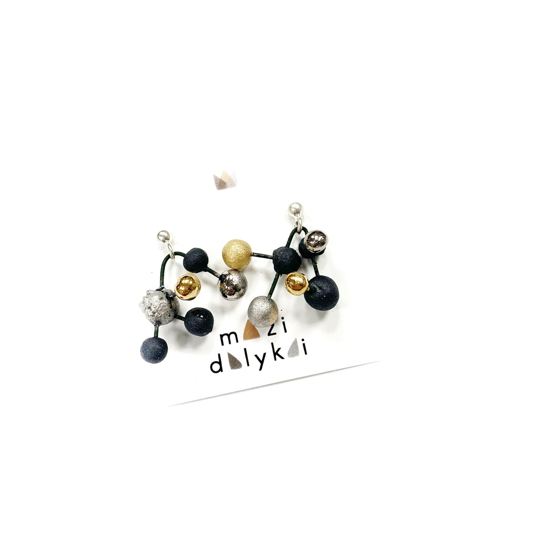 Black porcelain earrings VIRUS6