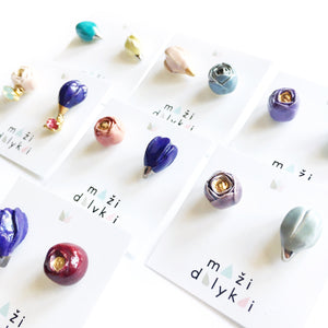 Ceramic FLORA earrings (aqua and violet)
